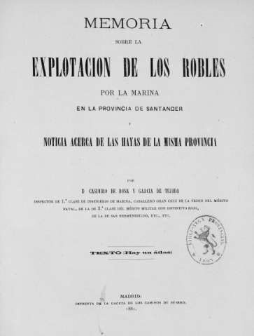 Memoria sobre la explotacion de los robles por la Marina en la provincia de Santander y noticia acerca de las hayasjpg