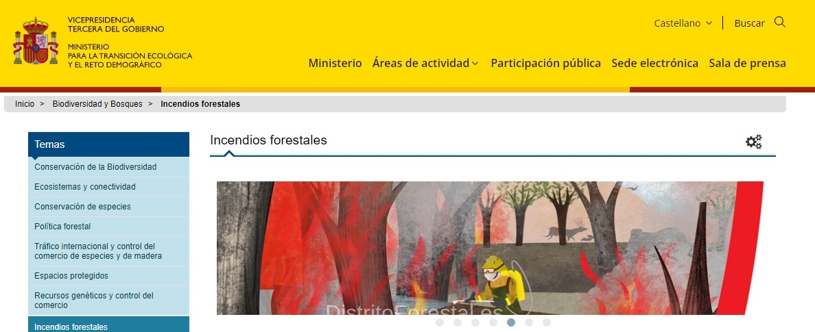 Web MITECO Incendios